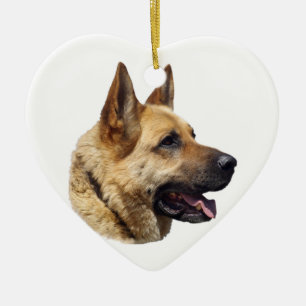 Alsatian German shepherd dog portrait Ceramic Tree Decoration