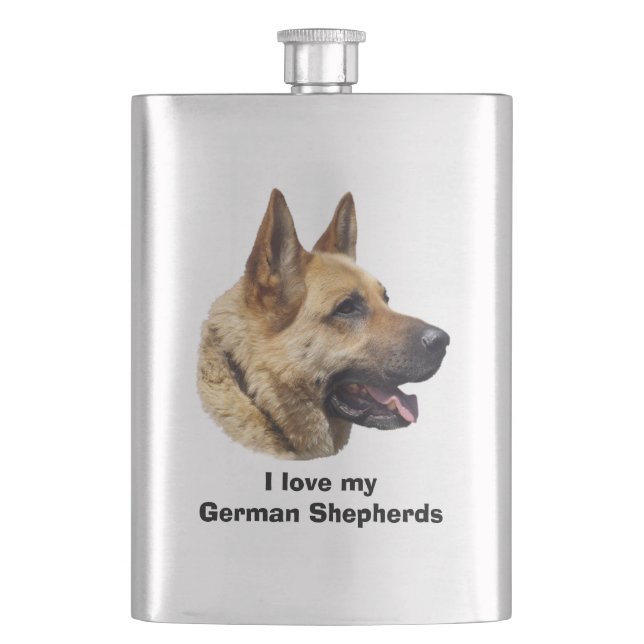 Alsatian German shepherd dog portrait Hip Flask (Front)