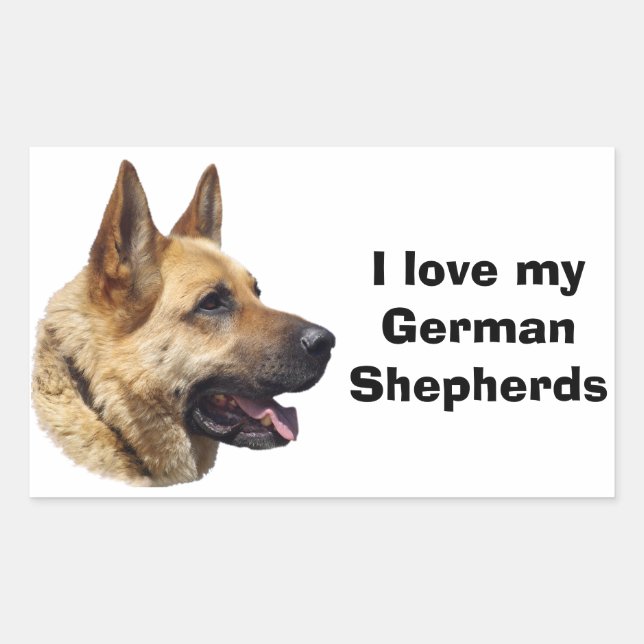 Alsatian German shepherd dog portrait Rectangular Sticker (Front)