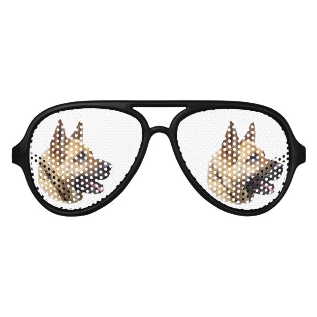 Alsatian German shepherd portrait Aviator Sunglasses (Front)