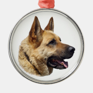 Alsatian German shepherd portrait Metal Tree Decoration