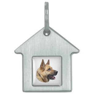Alsatian German shepherd portrait Pet ID Tag