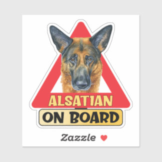 Alsatian On Board Dog Red Triangle Traffic Sign