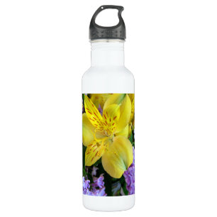 Alstroemeria and  Lilacs Flowers 710 Ml Water Bottle