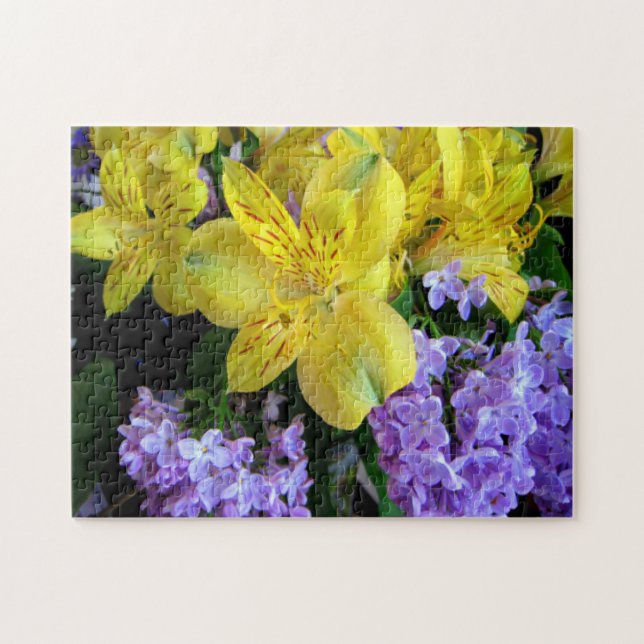 Alstroemeria and  Lilacs Flowers Jigsaw Puzzle (Horizontal)