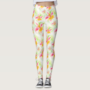 Alstroemeria floral Peruvian lily art leggings