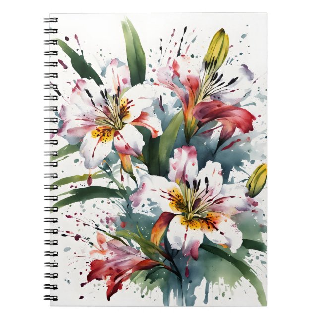 Alstroemeria - Watercolor flowers Notebook (Front)