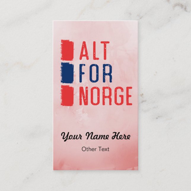 Alt For Norge Norwegian Motto Business Cards (Front)