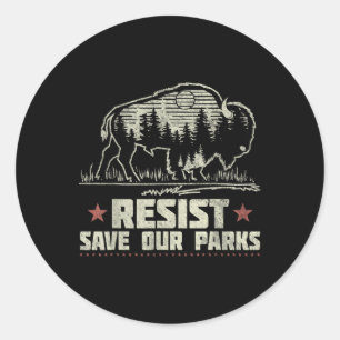Alt Us National Park Resist Service Bison Buffalo Classic Round Sticker