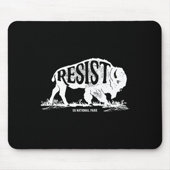 Alt Us National Park Resist Service T Shirt Bison  Mouse Mat (Front)