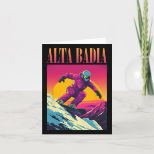 Alta Badia Italy Retro Snowboard Italia Card