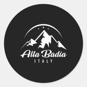 Alta Badia Italy Ski Resort Skiing Snowboarding So Classic Round Sticker