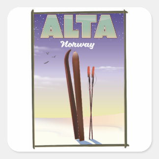 ALTA Norway ski travel poster Square Sticker