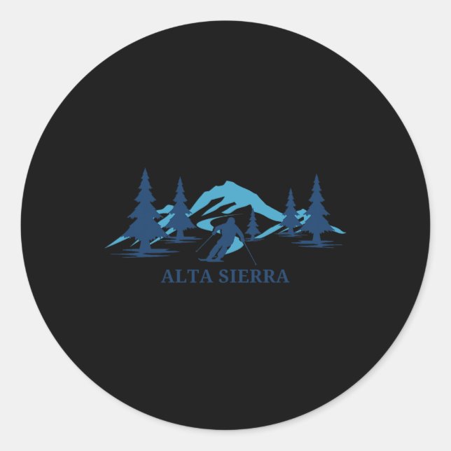 Alta Sierra California Ski Resort Skiing Skier  Classic Round Sticker (Front)