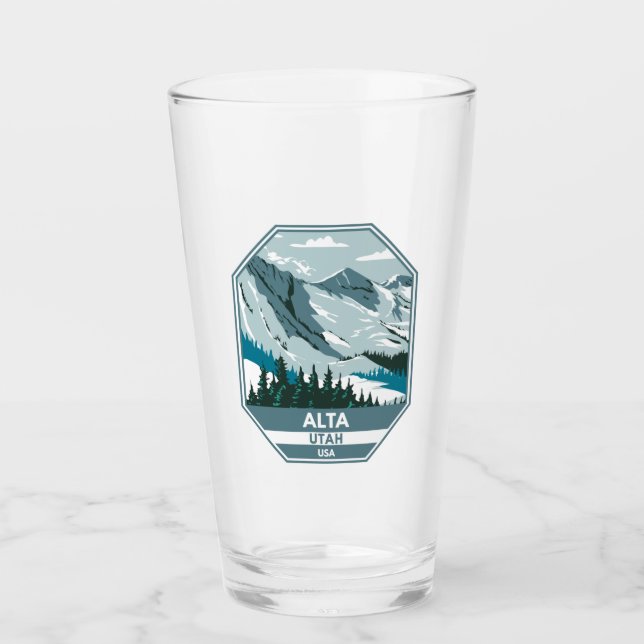 Alta Ski Area Winter Utah Glass (Front)