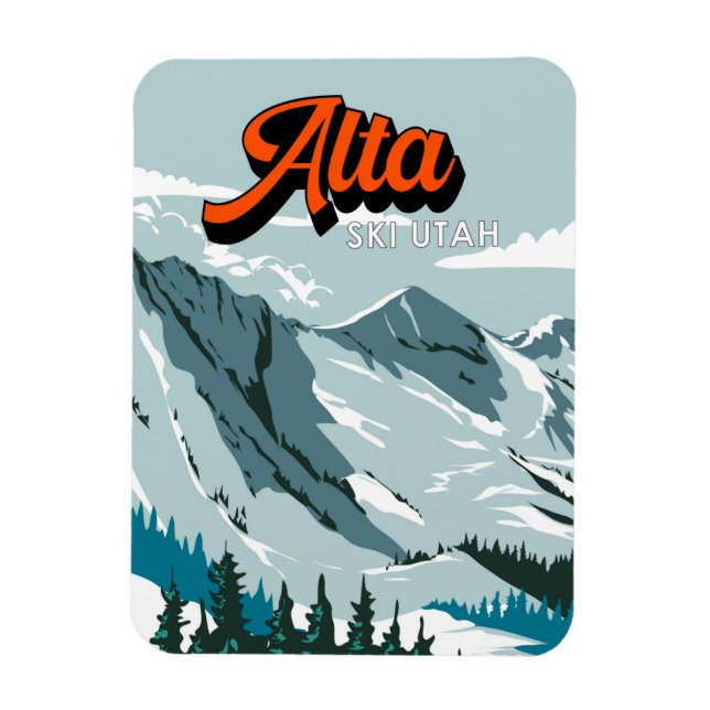Alta Ski Area Winter Utah Vintage  Magnet (Vertical)