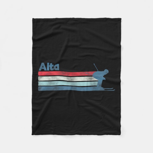 Alta Utah Retro Ski  Fleece Blanket (Front)
