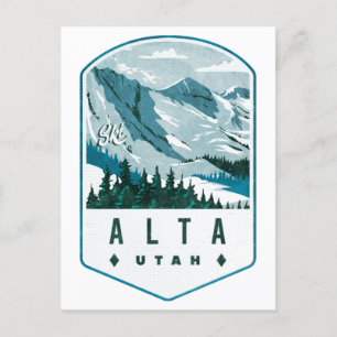 Alta Utah Ski Badge Postcard