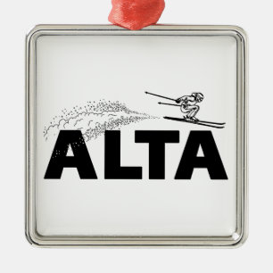 Alta Utah Ski Jumper Metal Tree Decoration