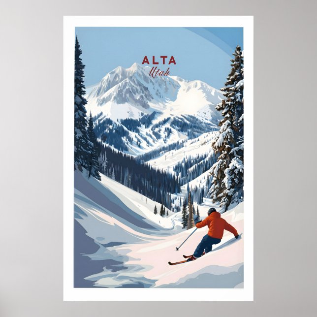 Alta Utah Ski Poster - Powder Snow Mountain Wall (Front)