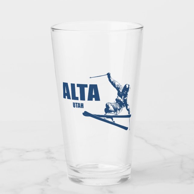 Alta Utah Skier Glass (Front)