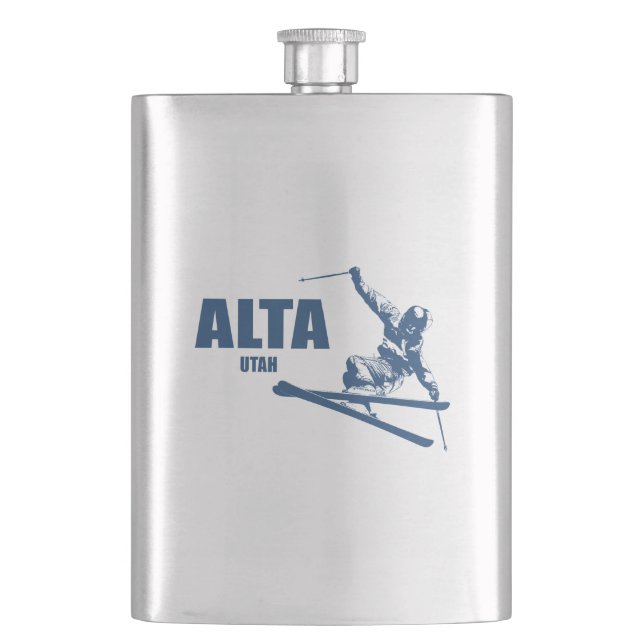 Alta Utah Skier Hip Flask (Front)