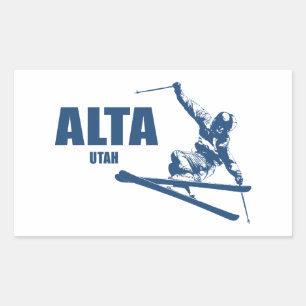 Alta Utah Skier Rectangular Sticker