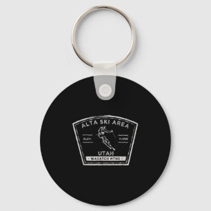 Alta Utah Snow Skiing Key Ring