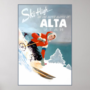 Alta Utah Travel Poster Wasatch Little Cottonwood