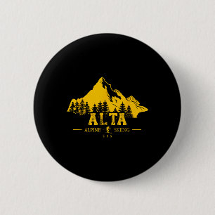 Alta Utah Usa Ski Resort Alpine Skiing Wasatch Mou 6 Cm Round Badge