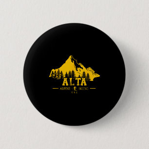 Alta Utah Usa Ski Resort Alpine Skiing Wasatch Mou 6 Cm Round Badge