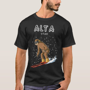 Alta Utah USA Sloth Ski Resort 80s Retro T-Shirt