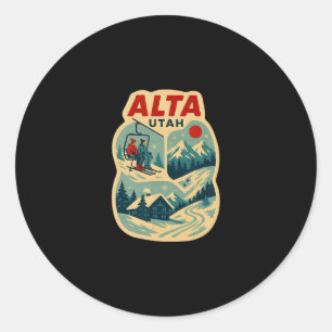 Alta Utah Vintage Skiing Vacation Ski Travel Souve Classic Round Sticker