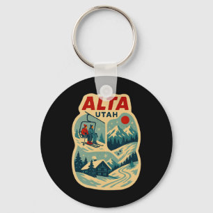 Alta Utah Vintage Skiing Vacation Ski Travel Souve Key Ring