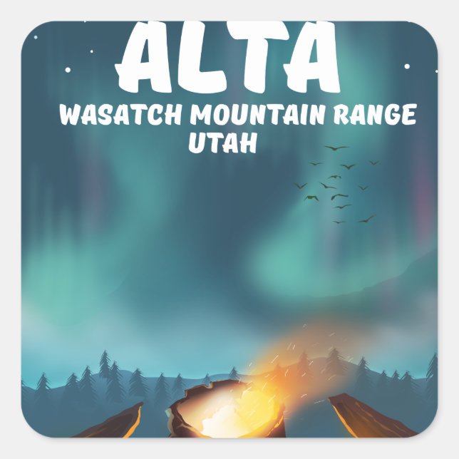 Alta Wasatch Mountain Range Utah Square Sticker (Front)