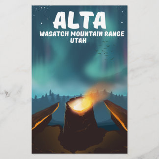 Alta Wasatch Mountain Range Utah Stationery