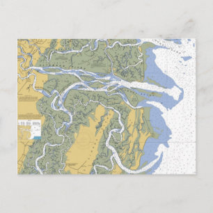 Altamaha River, Darien, GA Nautical Chart Postcard
