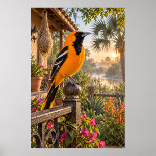 Altamira Oriole on a Garden Patio at Sunrise – Sou Poster