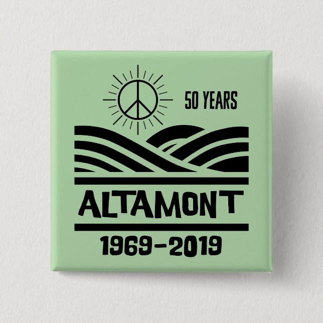 Altamont Speedway 1969-2019 50th Anniversary 15 Cm Square Badge (Front)