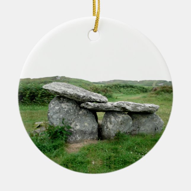 Altar Shaped Archaeological Tomb Ireland Ceramic Tree Decoration (Front)