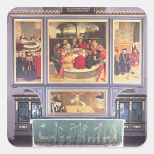 Altar with a Triptych depicting Square Sticker