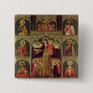 Altarpiece of the Virgin of the Rosary, c.1500 15 Cm Square Badge