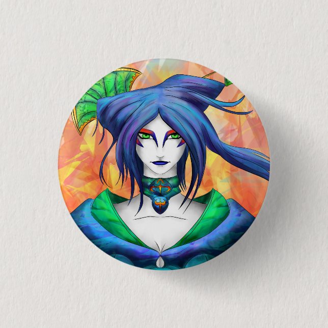 AltDelta: Blue Geisha Button (Front)