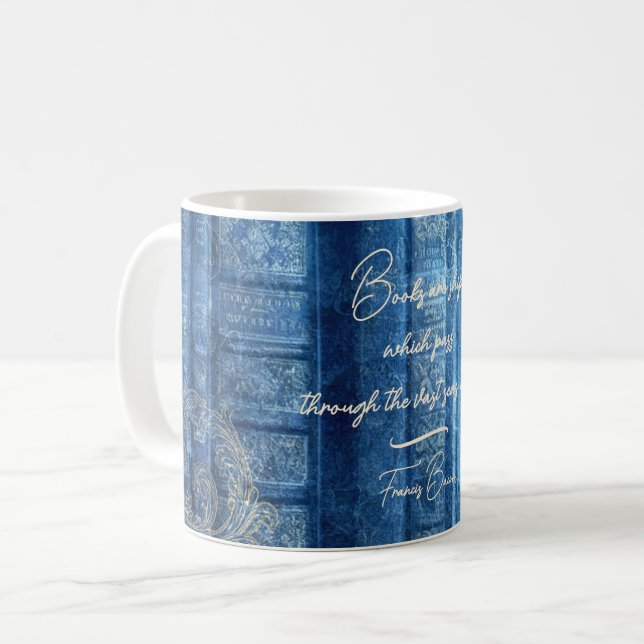 Alte Bücher - goldene Ornamente - blau  |  Coffee Mug (Front Left)