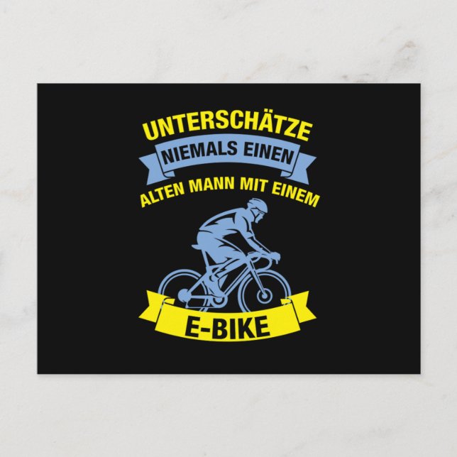 Alter Mann EBike Rentner Opa Biking Cycling Gift Postcard (Front)