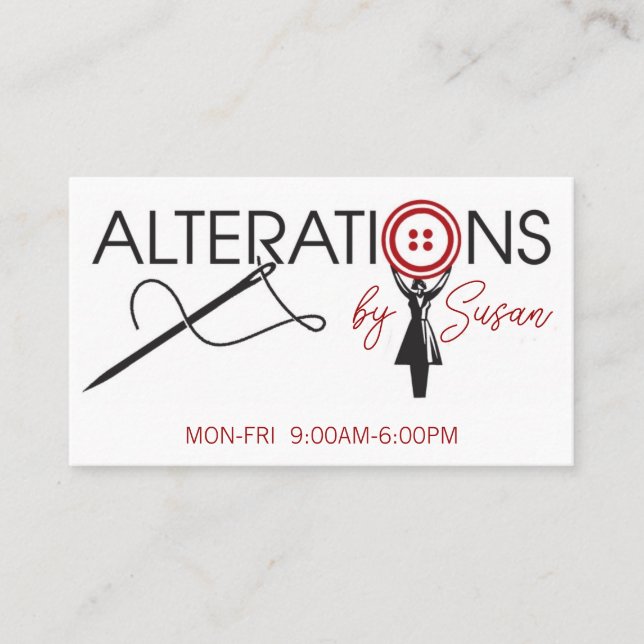 Alteration, Clothing, Tailor, Seamstress Business Card (Front)