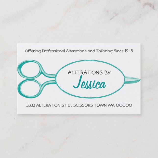 Alterations, Tailoring, Seamstress, Tailor Business Card (Front)
