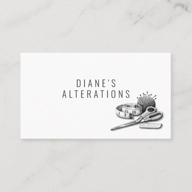 Alterations Tailoring, Seamstress, Tailor Business Card (Front)
