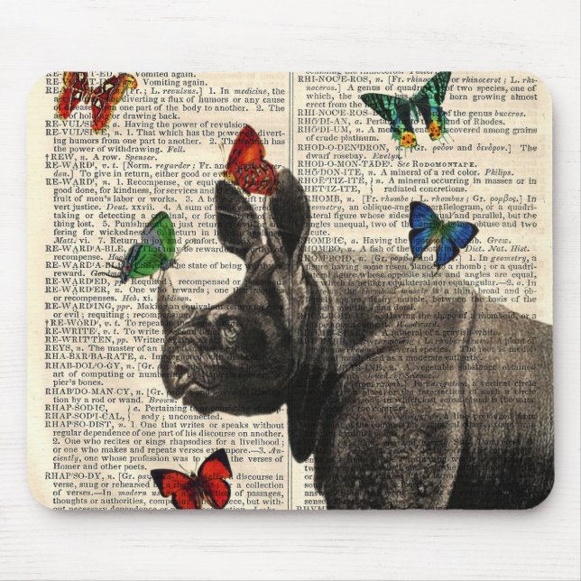 Altered Art Rhinoceros  Butterflies Mousepad (Front)