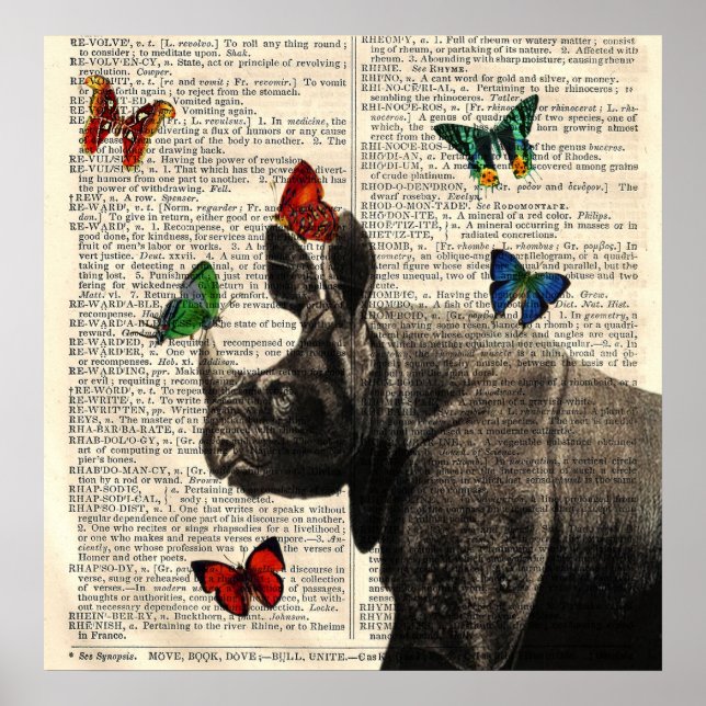 Altered Art Rhinoceros  Butterflies Poster (Front)